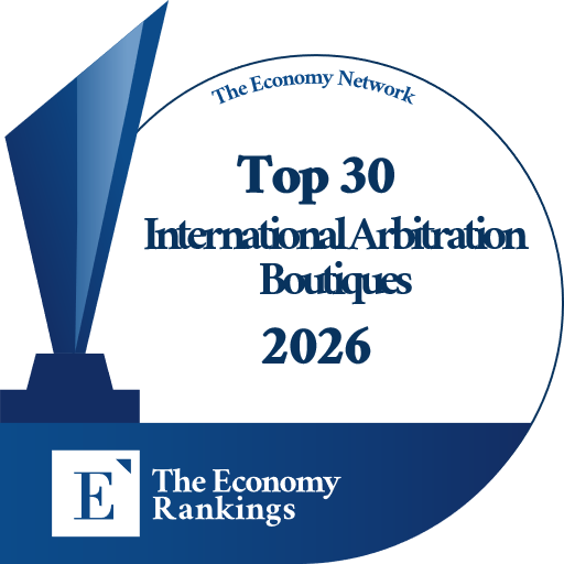Top 30 International Arbitration Boutiques 2026 Trophy Badge