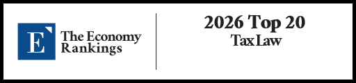 Top 20 Tax Law Rankings 2026 Strip Badge